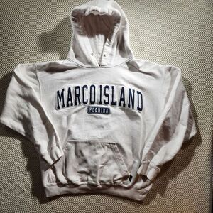 Marcoisland Florida White‎ Cotton Hoodie Sweatshirt tear see pics Style #252